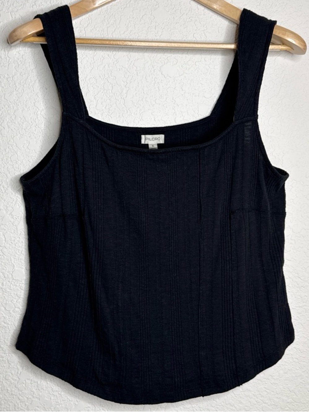 Pilcro Anthropologie Size XL Dark Gray Ribbed Square Neck Crop Tank